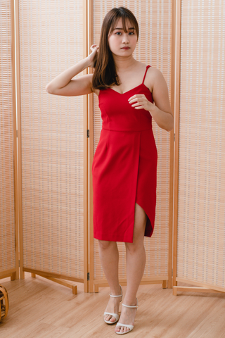Hailey Side Slit Dress (Red)