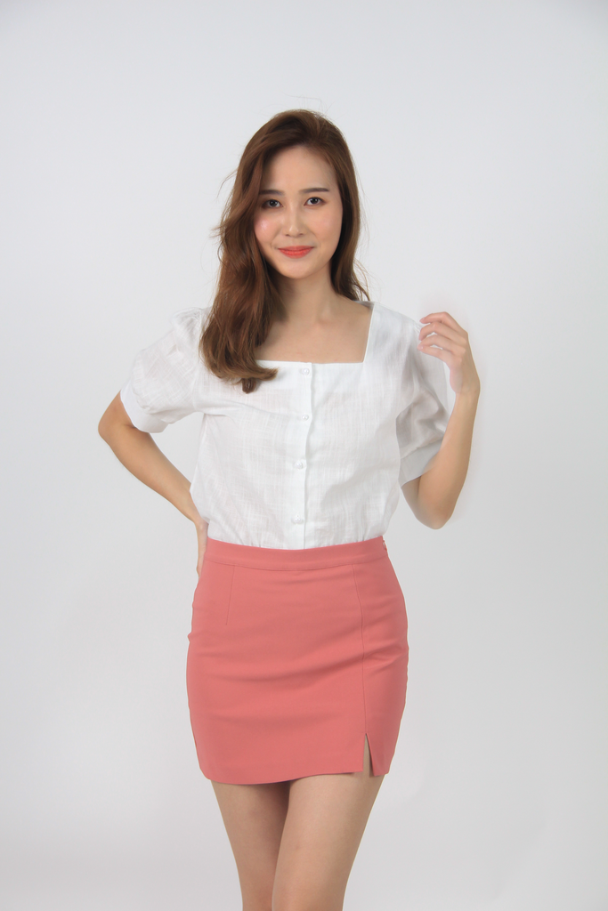 Camryn Puff Sleeve Blouse (White)